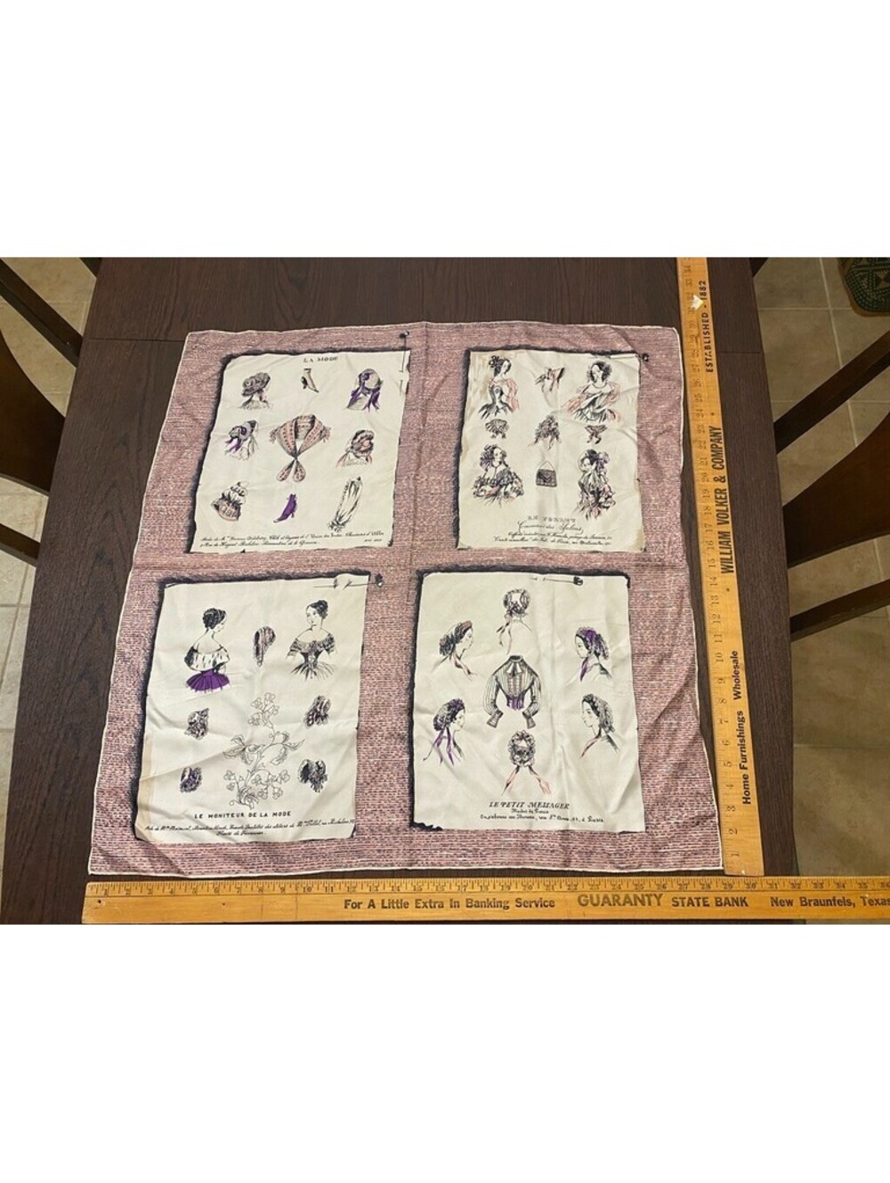 Vintage La Mode Scarf Mid Century Handkerchief Le Moniteur de La Mode